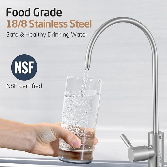 KES Drinking Water Faucet, Water Filter Reverse Osmosis Faucet for Kitchen Sink RO Faucets for Reverse Osmosis Systems 18/8 Stainless Steel Brushed Finish, Z504CLFF18-BS