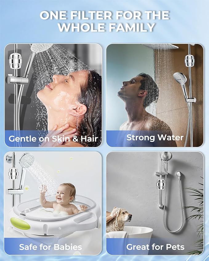 30 Stage VeoryFly Shower Filter with Vitamin C, Shower Filter for Hard Water, High Output Shower Water Filter with 2 Replaceable Filter Cartridges, Water Softener Filter to Remove Chlorine