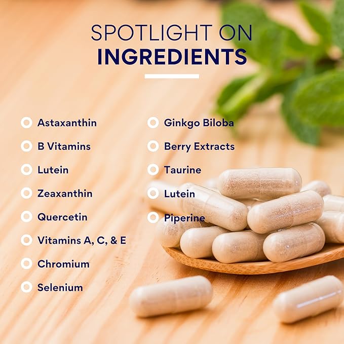 Research Verified Eye Health - Nourish and Protect Eyes and Vision, Support Healthy Retina, Improve Blood Supply to Eyes - Vitamins A, B, C, and E - 360 Capsules - 6 Month Supply - Made in The USA