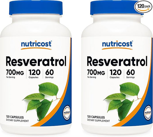 Nutricost Resveratrol 700mg; 120 Vegetable Capsules - 50% Trans-Resveratrol (2 Bottles)