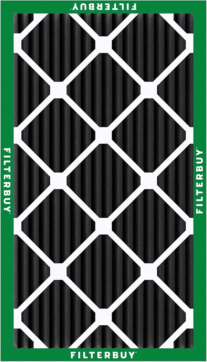 Filterbuy 20x30x1 Air Filter MERV 8 (MPR 700) Odor Eliminator Replacement (2-Pack), Electrostatic Pleated HVAC AC Furnace Filters w/Activated Carbon, Made in USA (Actual Size: 19.63 x 29.63 x 0.75)