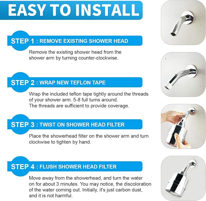 BathBeyond Shower Filter Head 2-in-1 Vitamin C 15 Stage High Output Water Filter With cartridge for Hard Water - Removes Chlorine Fluoride and Improves The Condition of Your Skin, Hair (Nickel)