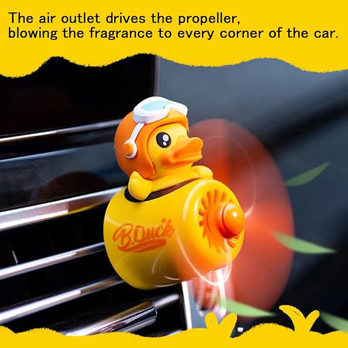 2 Pieces Car Air Fresheners, Cute Bear Pilot Car Diffuser, Propeller Air Outlet Vent Fresheners, Suitable for Automotive Interior Decoration (Duck+Fox)