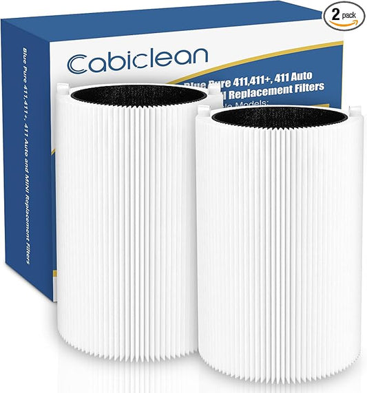 Blue Pure 411 Replacement Filters Compatible with Blueair Blue Pure 411 Genuine, 411+, 411 Auto and MINI Air Purifier, Include 2 Particle and 2 Activated Carbon