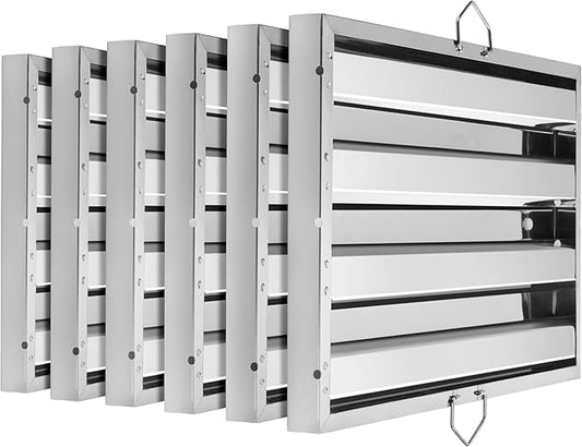 New Star Foodservice 54347 Stainless Steel Hood Filter 16" W x 25" H, Set of 6