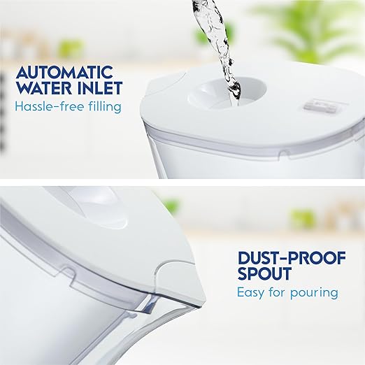 10-Cup Long-Life Water Filter Pitcher – 120-Gallon Capacity, Removes 99% Lead, PFAS, Mercury, Microplastics & More – 5X Filter Lifespan