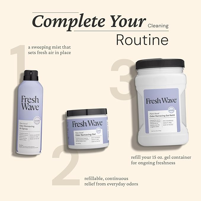 Fresh Wave Lavender Odor Removing Gel, 15 oz., Pack of 2 - Safer Odor Absorbers for Home, Natural Plant-Based Odor Eliminator, Every 15 oz. lasts 30-60 Days, For Cooking, Trash & Pets