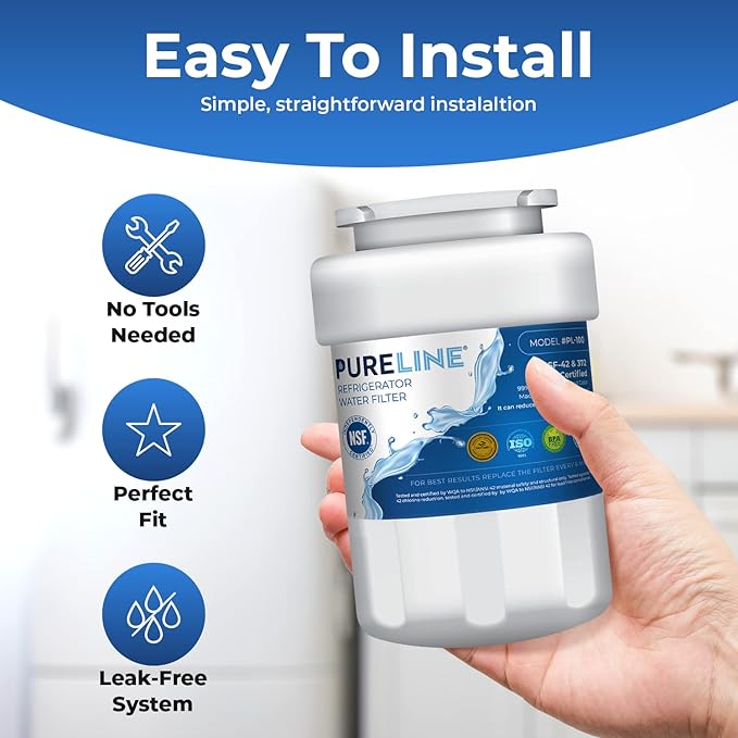 Pureline Replacement for MWF Water Filter, Smartwater MWFP, Kenmore 46-9991, Models MWFP, MWFINT, GWF, GWFA, Refrigerator Water Filter. NSF Certified. (3 Pack)
