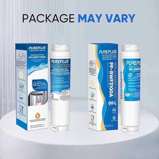 PUREPLUS 9000194412 Refrigerator Water Filter Replacement for Bosch Ultra Clarity BORPLFTR10, REPLFLTR10, 644845, B26FT70SNS, B22CS30SNS, B22CS80SNS, B22CS50SNS, Haier 0060820860, 3PACK