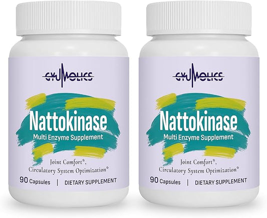 Nattokinase Supplement 10000FU with Organic Nattokinase, Serrapeptase, Bromelain, Curcumin, Vitamin E & Ginseng, Movement Comfort, 180 Capsules