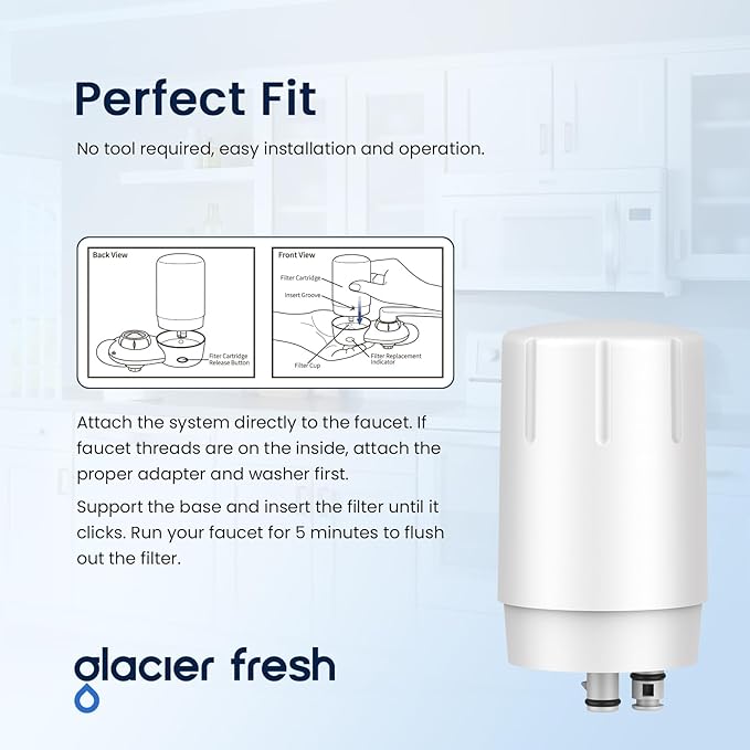 GLACIER FRESH Faucet Filter Replacement, Replacement for Brita Faucet Filter, 36311 On Tap Water Filter, Compatible with FR-200, FF-100, and All Brita Tap Water Filters (Pack of 1)