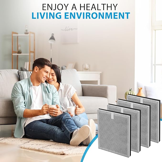 4 Pack 3-in-1 True HEPA Filters Compatible with Pure Enrichment PureZone Air Purifier, 3-Stage H13 True HEPA Replacement Filter, Part # PEAIRFIL