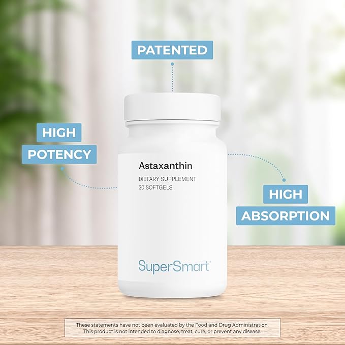 Supersmart - Astaxanthin 4 mg Per Day - Powerful Antioxidant Carotenoid | Non-GMO & Gluten Free - 30 softgels
