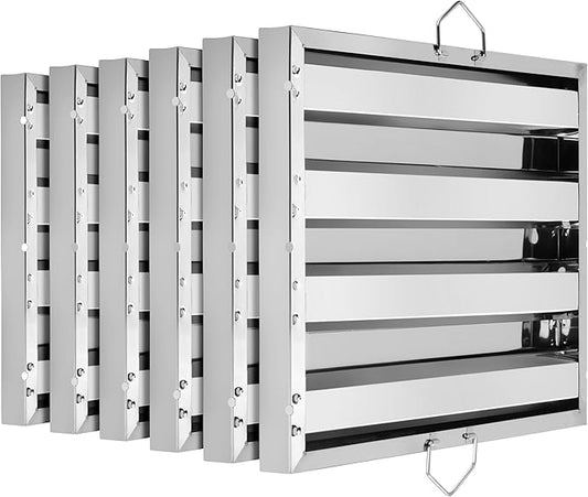 New Star Foodservice 54323 Stainless Steel Hood Filter, 16" W x 20" H, Set of 6