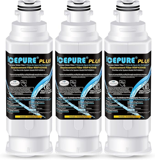 ICEPURE PLUS NSF53 DA97-17376B Replacement for Samsung DA97-08006C, HAF-QIN, HAF-QIN/EXP, RF23M8070SG, RF23M8070SR, RF23M8090SG, RF23M8090SR, Refrigerator Water Filter 3PACK