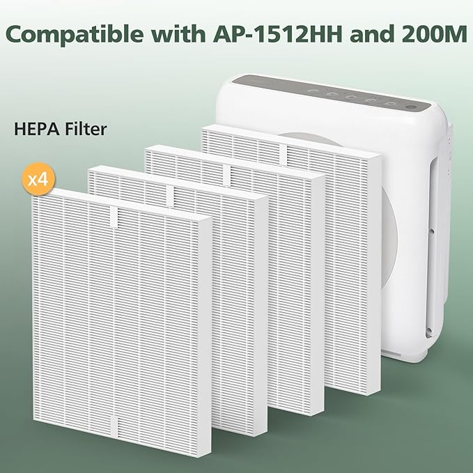 AP-1512HH Filter Set Replacement for Coway Airmega AP-1512HH and 200M Air Purifiers, 4 Efficient Filters Only, Compared to Part # 3304899