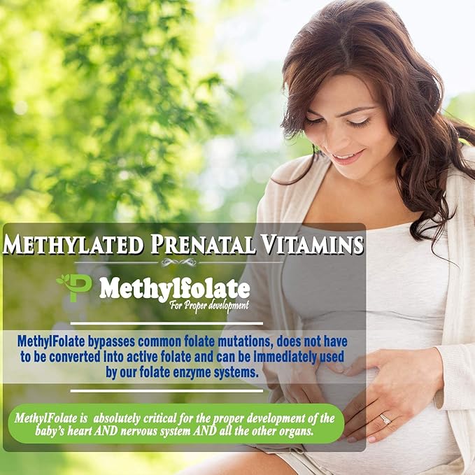 Power By Naturals Methyl Prenatal with Probiotics, Methylated Prenatal Vitamins for Women with Iron, B12, Choline, Ginger and 27+ Essential Nutrients, 60 Capsules