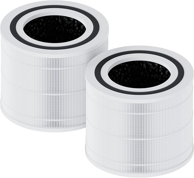 Air Purifier Filter Replacement, Compatible with Core 300 Air Purifiers, 3-In-1 HEPA, High-Efficiency Activated Carbon, 2 Pack, White