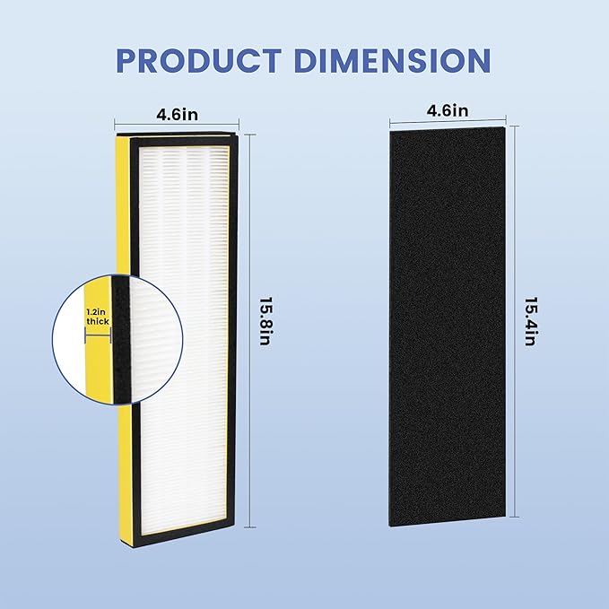 FLT4825 HEPA Filter B Replacement for G-Guardian AC4825, AC4300, AC4900, AC4825DLX, AC4850, CDAP4500, AP2200 Air Purifier, 4 H13 True HEPA Filters + 8 Activated Carbon Pre-Filters