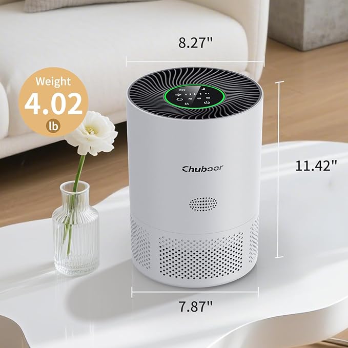 Chuboor Air Purifiers for Home Large Rooms up to 2190ft², H13 True HEPA Air Purifiers for Bedroom Dorm Room Pets or Smoke, Dust, Pollen, Odors, Auto Mode, Sleep Mode, PJ01, White