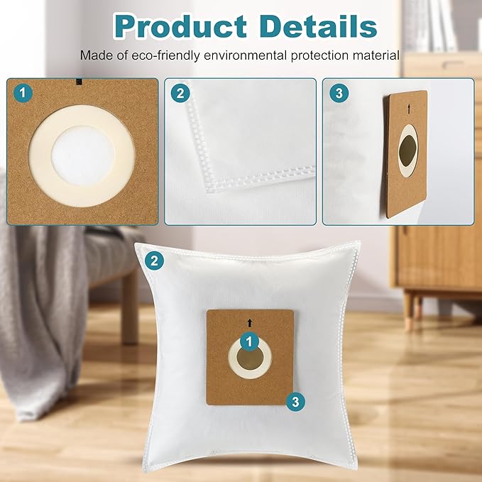 14 Pack NEN170 Replacement Parts Compatible with Eureka NEN170 bagged Canister Lightweight Vacuum Cleaner for Carpets and Floors, 10 Dust Bags, 2 Inlet Filter Sponge, 1 HEPA Filter, 1 Cleaning Brush