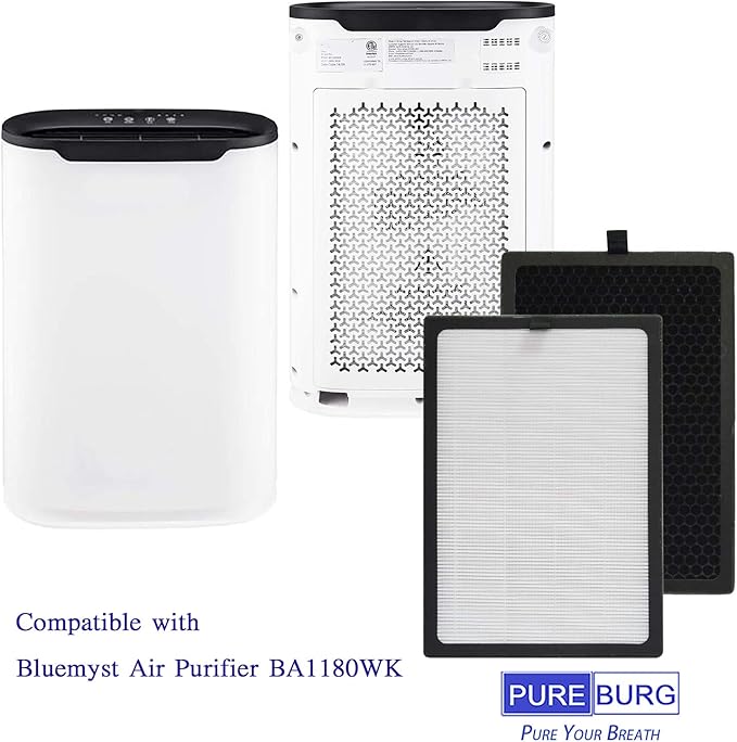 PUREBURG Replacement HEPA filter Set Compatible with Bluemyst Air Purifier,BA1180WK