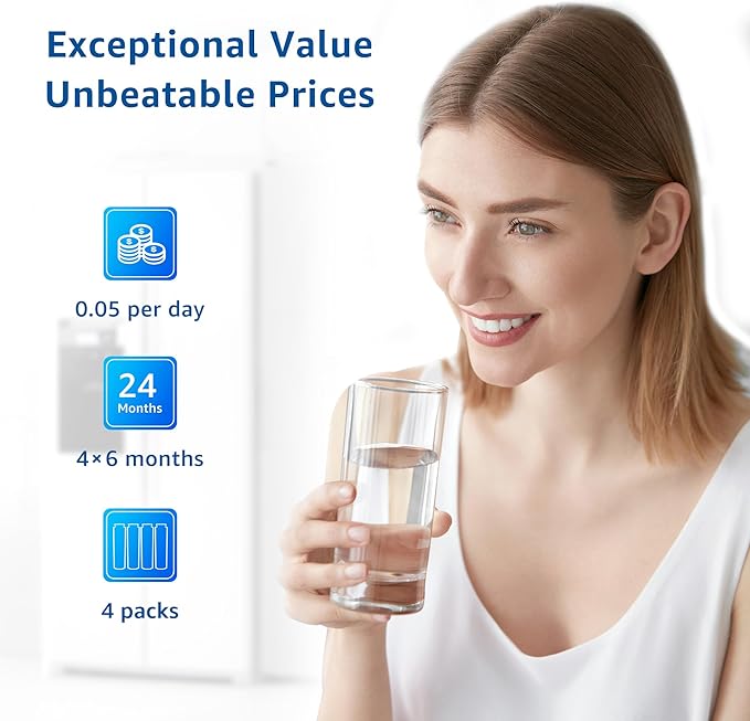 Filterlogic UKF8001 Replacement for EveryDrop Filter 4, Whirlpool EDR4RXD1, Maytag 4396395, UKF8001AXX-200, UKF8001AXX-750, 46-9006, Puriclean II, FMM-2, FL-RF07, Refrigerator Water Filter, Pack of 4