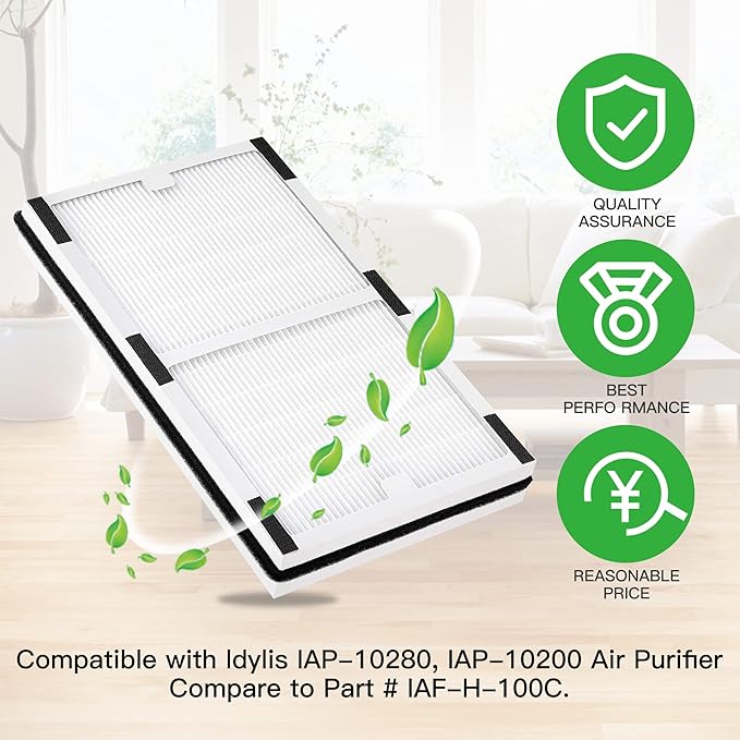 Idylis Idylis Air Purifier Filter C Replacement Set，2 Pack Hepa & 2 Carbon Filters Set for Idylis Air Purifiers IAP-10-280, IAP-10-200, Part # IAF-H-100C, IAFH100C
