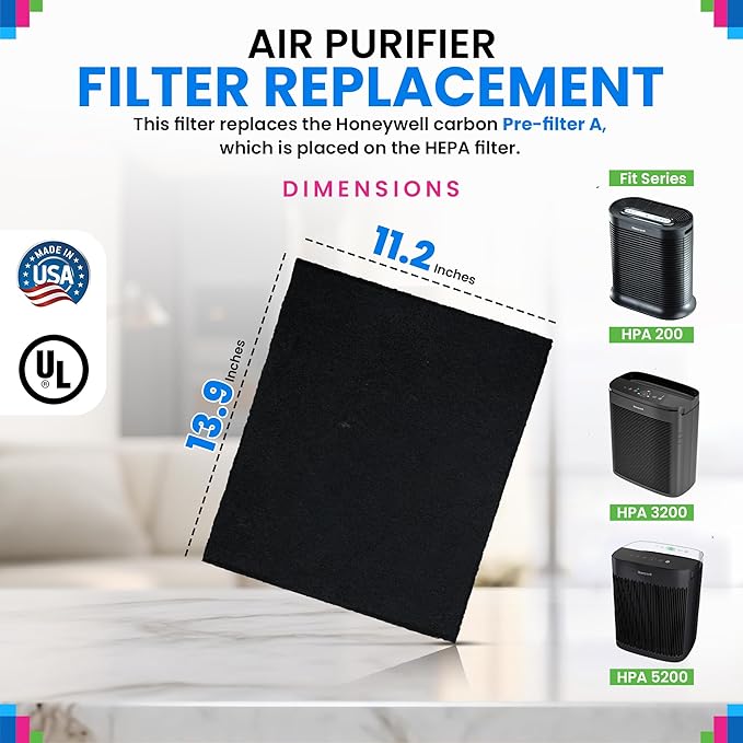 Bagean Activated Carbon Pre Filter A Replacement - Compatible with Honeywell HPA200 Air Purifier Series - Fits Honeywell HPA200 Prefilter A - Air Filters Absorb Odors and Freshen Your Home (6-Pack)