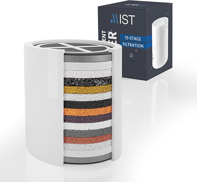 Mist - 15 Stage Filtered Shower Head Replacement Cartridge, Universally Compatible With Any Similar Design, Shower Water Softener with High Output, Long Lasting-Shower Filter For Hard Water (1 pack)