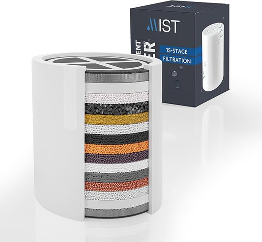 Mist - 15 Stage Filtered Shower Head Replacement Cartridge, Universally Compatible With Any Similar Design, Shower Water Softener with High Output, Long Lasting-Shower Filter For Hard Water (1 pack)