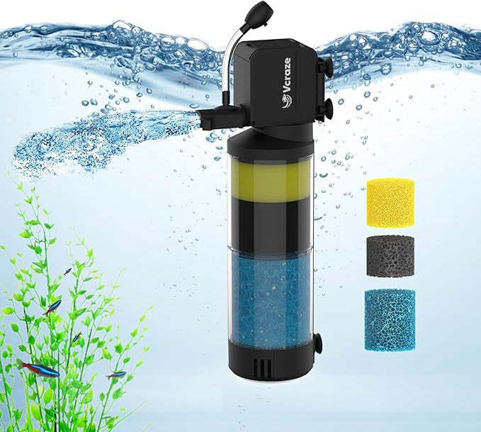 3-Stage Submersible Aquarium Filter for 10-40 Gallon Fish Tanks, Fish Tank Filter with Aeration/Rainfall Modes, Fish Filter Tank Filter Turtle Filter Reptile Filter for in-Tank Use