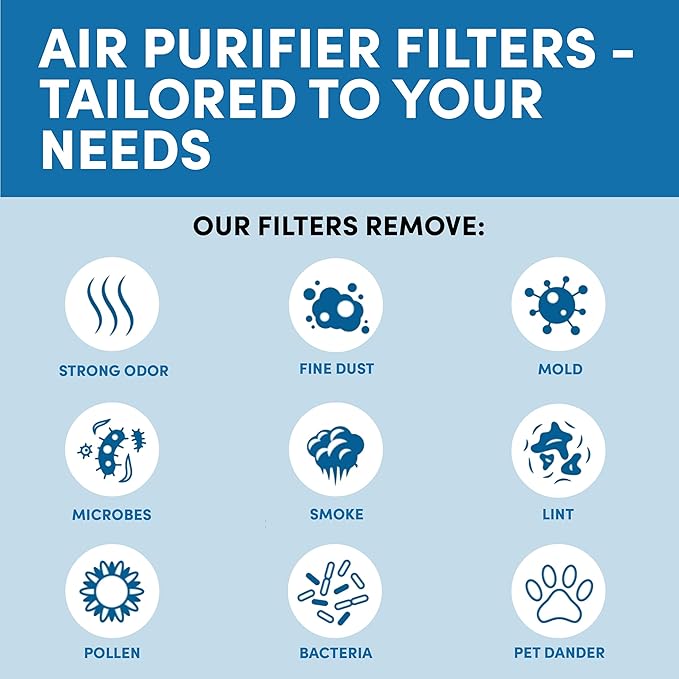 HPA200 Replacement Filters for Honeywell Air Purifier - 2 HEPA Filters w/ 4 Carbon Pre-Filters, Compatible with HPA200, 202, 204, HRF-ARVP200 Series Filter R