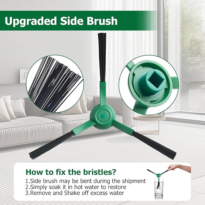 22 Pack Replacement Accessories for iRobot Roomba 104/105 Vac/ 105 Combo/Vac 2/ (Q0520/Q052) Vacuum,2 Main Brushes,6 Side Brushes+6 Dust Bags+4 Filters+4 Mop Pads