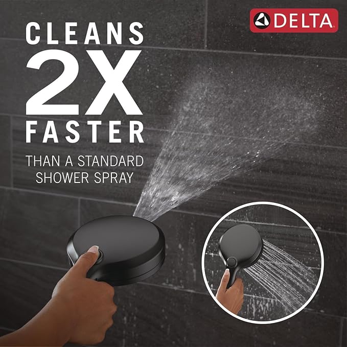 Delta 6-Setting In2ition 2-in-1 Dual Shower Head with Handheld High Pressure ProClean Spray, Matte Black Detachable Shower Head with Hose, 1.75 GPM Flow Rate, Matte Black 75655BL