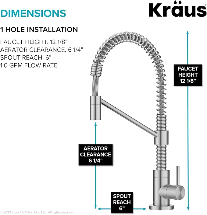 KRAUS Bolden Single Handle Drinking Water Filter Faucet for Reverse Osmosis or Water Filtration System in Spot-Free Stainless Steel, FF-104SFS