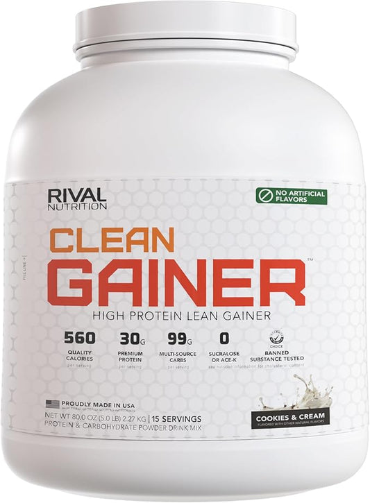 RIVAL NUTRITION Naturally Flavored Clean Gainer (5lb, Cookies and Cream)