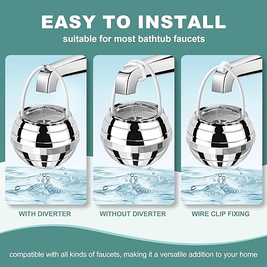 Bath Filter for Tub - 8 Stages Bath Water Filter for Tub Faucet, Hard Water Softener to Remove contaminants, Chlorineand Fluoride, 2,500 Gallons of Filtration, BPA Free (Chrome)