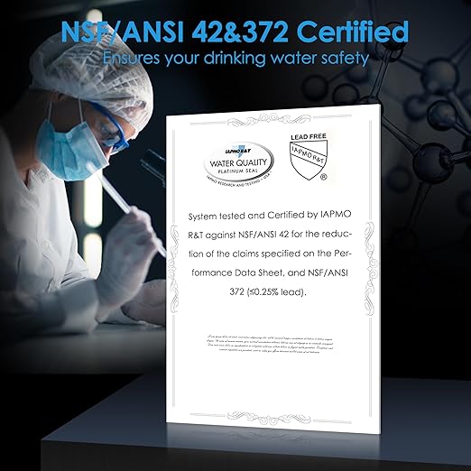 Waterdrop AS13 Under Sink Water Filter System, Reduces Lead, Chlorine, Bad Taste & Odor, PFAS, NSF/ANSI 42 Certified, No Drilling Required 6 Stage Stainless Steel Under Sink Water Filtration System