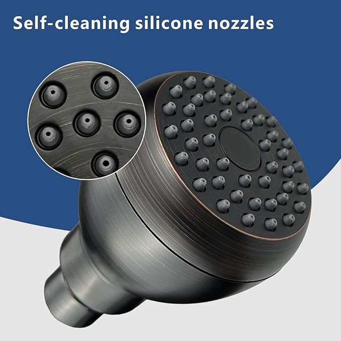 3'' High Pressure Shower Head, Powerful Deluxe Bathroom Showerhead with Strong Spray, High Flow Fixed Showerheads for Luxury Shower Experience Even at Low Water Pressure (Bronze)