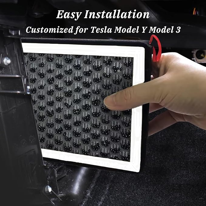 HEPA Air Filter for Tesla Model Y Model 3 Juniper Highland 2016-2025 2026 Cabin Air Filter with Activated Carbon, HEPA Filter Replacement Accessories (2 Pack)