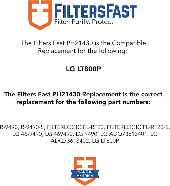 Filters Fast PH21430 Compatible Replacement for LG LT800P Refrigerator Water Filter Activated Carbon Cartridge for Fridge Water Dispenser