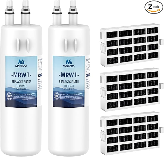 MARRIOTTO EDR1RXD1 Refrigerator Water Filter Compatible with W10295370A, WHR1RXD1, KAD1RXD1, Filter 1, W10295370, P4RFWB, P8RFWB2L, 46-9930, 46-9081 and W10311524 Air Filter (2+3)