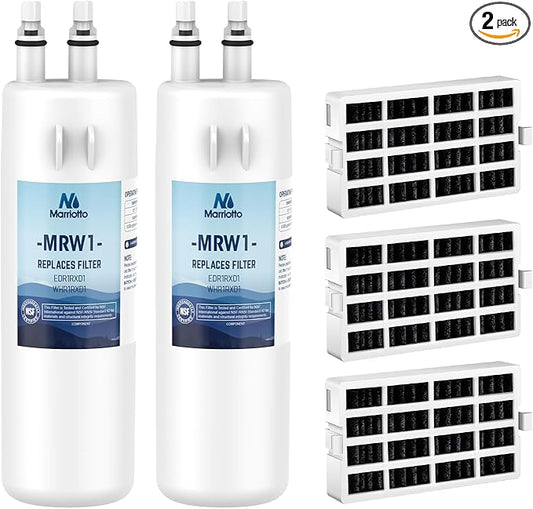 MARRIOTTO EDR1RXD1 Refrigerator Water Filter Compatible with W10295370A, WHR1RXD1, KAD1RXD1, Filter 1, W10295370, P4RFWB, P8RFWB2L, 46-9930, 46-9081 and W10311524 Air Filter (2+3)