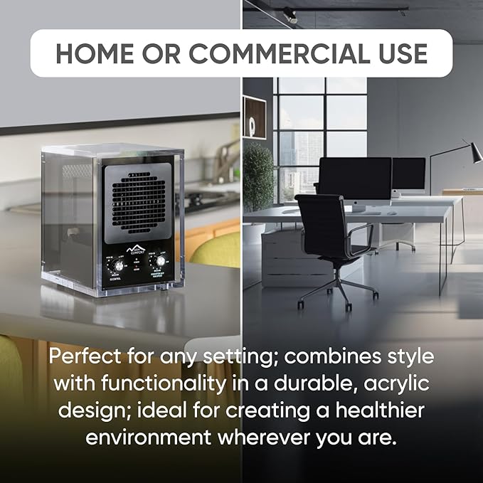 Prolux New Comfort 6 Stage UV, Ozone Generator Air Purifier Cleaner HEPA, Covers 3000 Feet, Acrylic, Home or Commercial Use, Adjustable, Powerful Fan, Portable