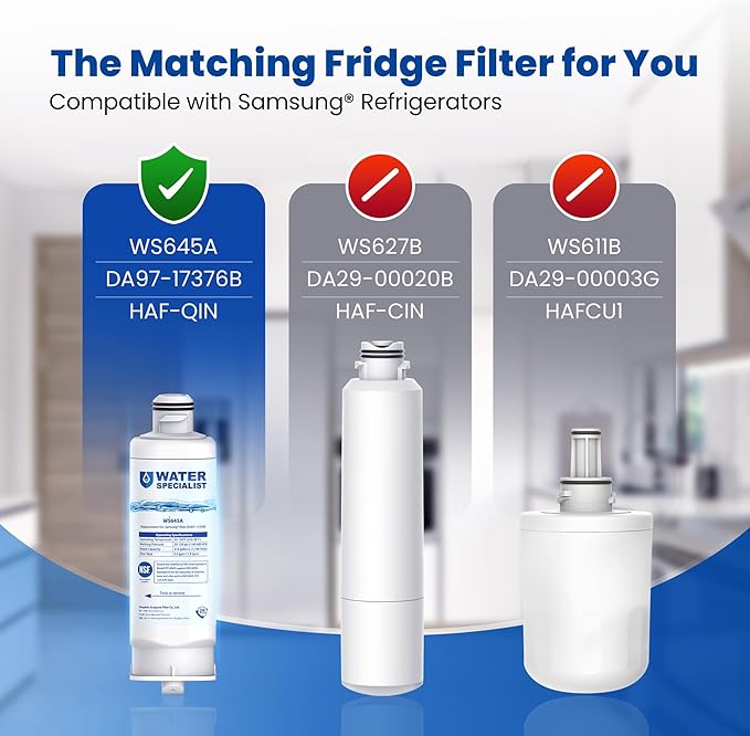 Waterspecialist DA97-17376B Replacement for Samsung HAF-QIN/EXP, HAF-QIN, DA97-08006C, RF28R7351SG, RF23M8070SR, RF23M8070SG, RF23M8090SG, RF28R7201SR, Refrigerator Water Filter (Pack of 4)