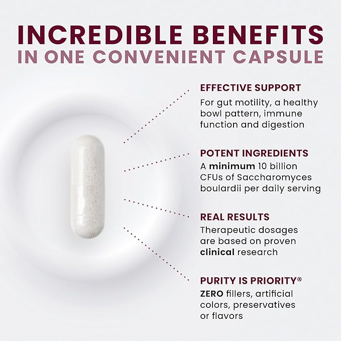 Saccharomyces 10B - Saccharomyces Boulardii, 10 Billion CFU Per Serving, Patented Strain: Lynside CNCM I-3799, Probiotic Capsules, Probiotics for Men and Women - 120 Count