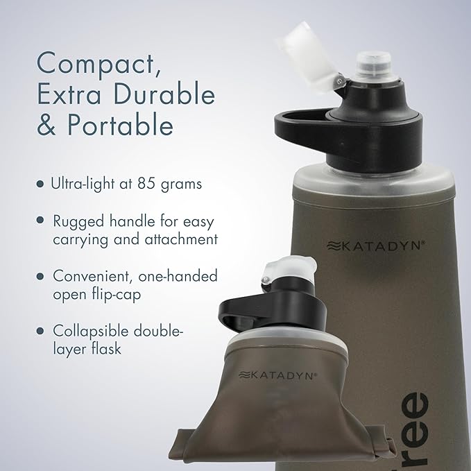 Katadyn BeFree 1.0L Ultralight Collapsible Water Filter Bottle for Hiking, Camping, Backpacking