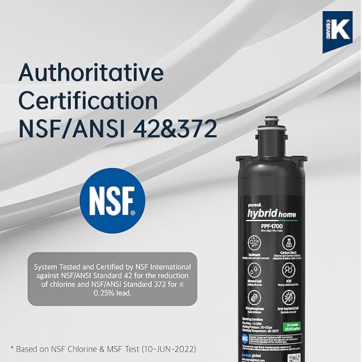 Pureal Hybrid Home PPU-1700D Under Sink Water Filter System with Faucet, 20K Gallons, NSF/ANSI 42&372, Mineral Sediment Carbon Block KDF Polyphosphate Filter for Scale & Lead & Chlorine