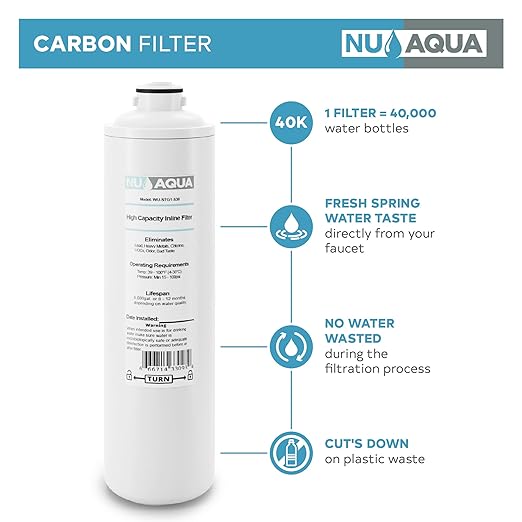 Nu Aqua Under Sink Water Filter System, High Capacity Fast Flow 3/8”, Reduces Lead, Chlorine, Bad Taste & Odor – Direct Connect Undersink Filteration System - 120-Day Trial